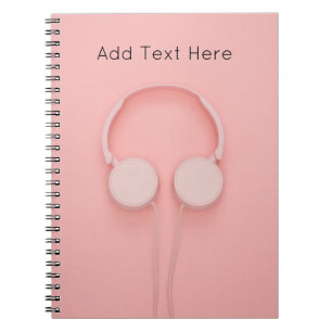 Pink Headphones with Wires Notebook