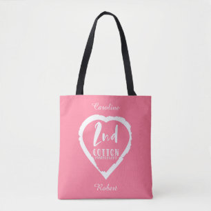 Pink Heart 2nd Cotton Wedding Anniversary Tote Bag