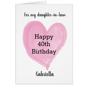 Pink Heart 40th Birthday Daughter-in-Law