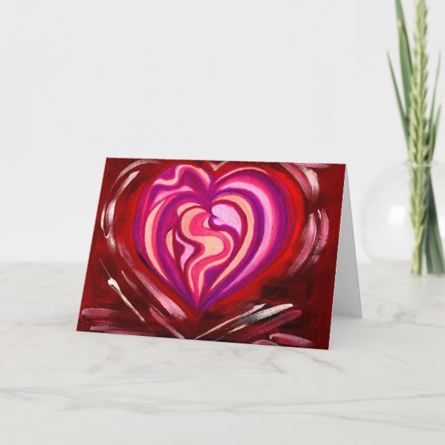 Pink Heart Abstract Greeting Card (Front)