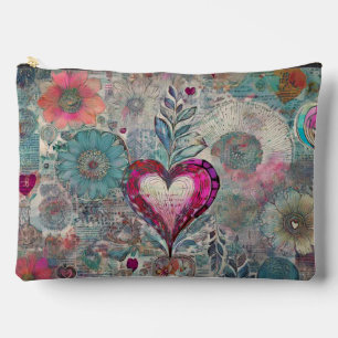 Pink Heart Abstract Zippered Pouch