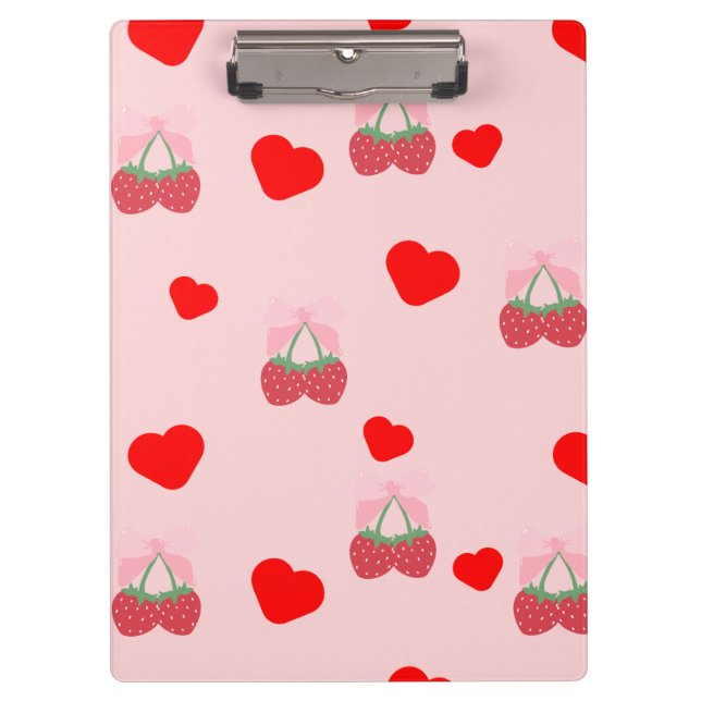 pink heart and berries  clipboard (Front)