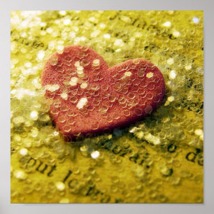 Pink Heart and Glitter Poster