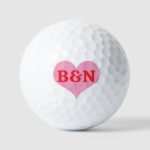 Pink Heart And Red Colour Monogram Initials or Tex Golf Balls