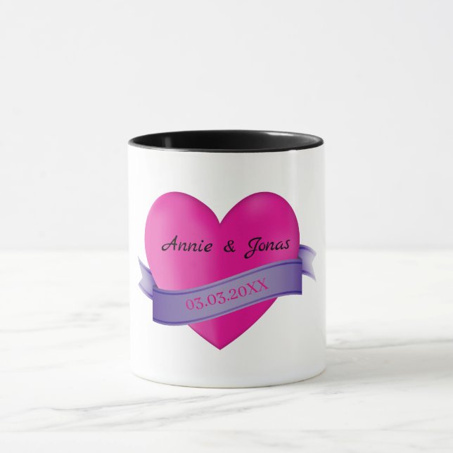 Pink Heart And Ribbon Mug (Center)
