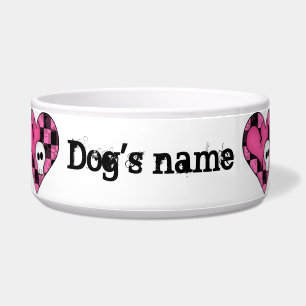 Pink heart and skulls