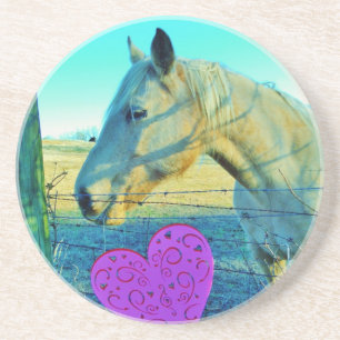 Pink Heart and Yellow Horse Coaster
