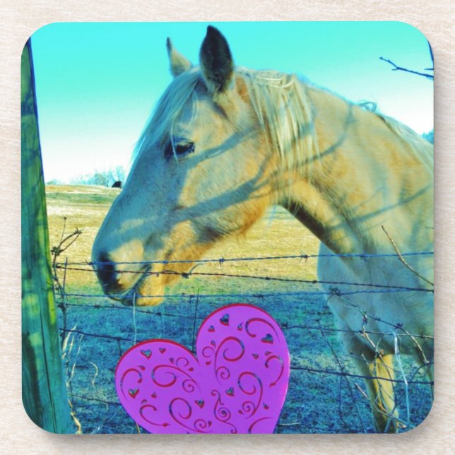 Pink Heart and Yellow Horse Coaster (Front)
