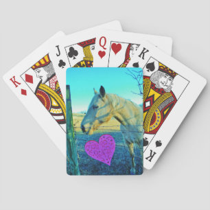 Pink Heart and Yellow Horse Playing Cards