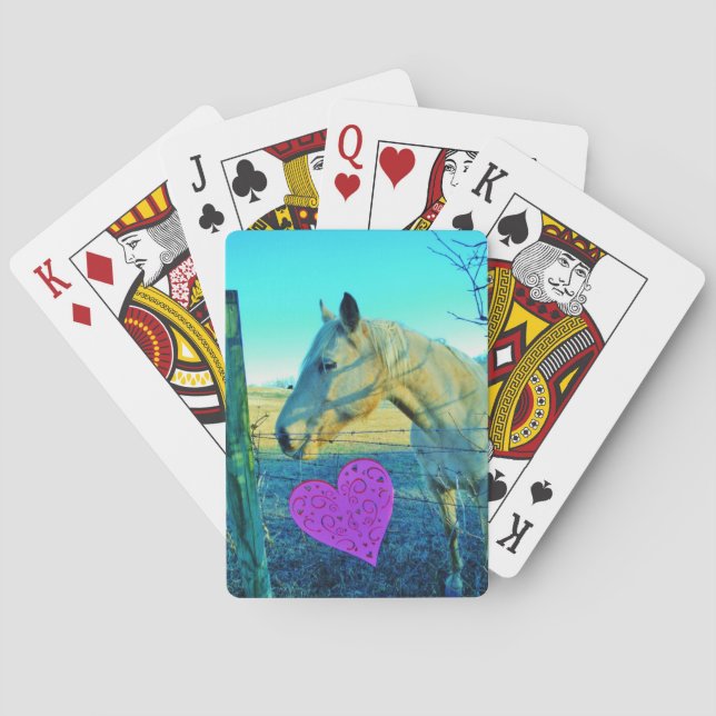 Pink Heart and Yellow Horse Playing Cards (Back)