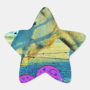 Pink Heart and Yellow Horse Star Sticker