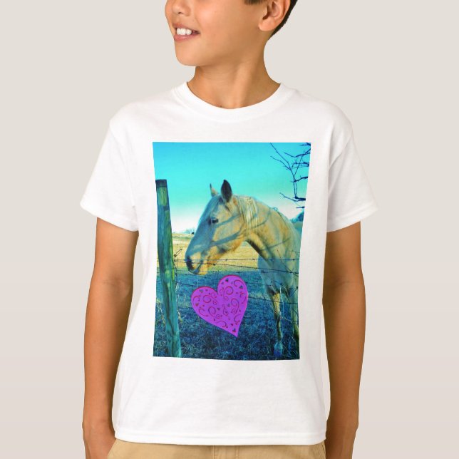 Pink Heart and Yellow Horse T-Shirt (Front)