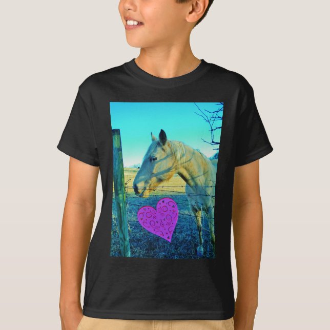Pink Heart and Yellow Horse T-Shirt (Front)