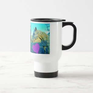 Pink Heart and Yellow Horse Travel Mug