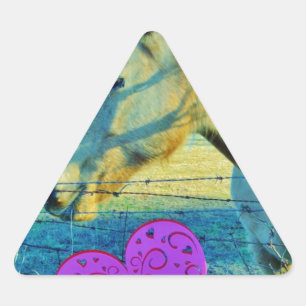 Pink Heart and Yellow Horse Triangle Sticker