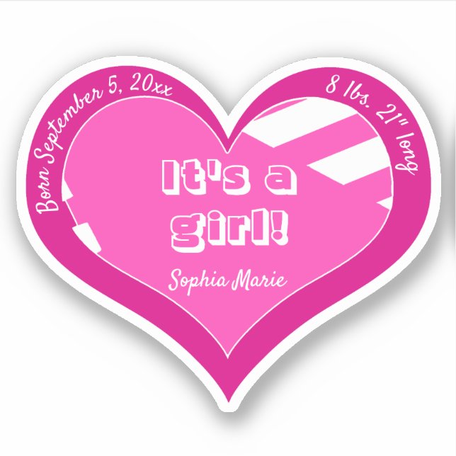 Pink Heart Baby Announcement (Front)