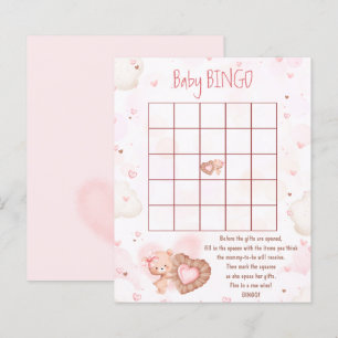 Pink Heart Baby Bingo Girl Baby Shower Game