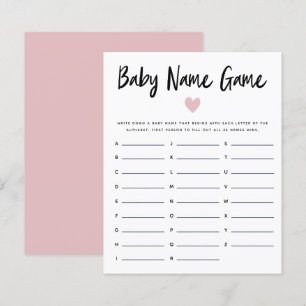 Pink Heart Baby Name Shower Game