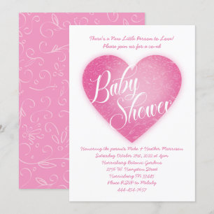 Pink Heart Baby Shower Co-Ed Vintage Invitation