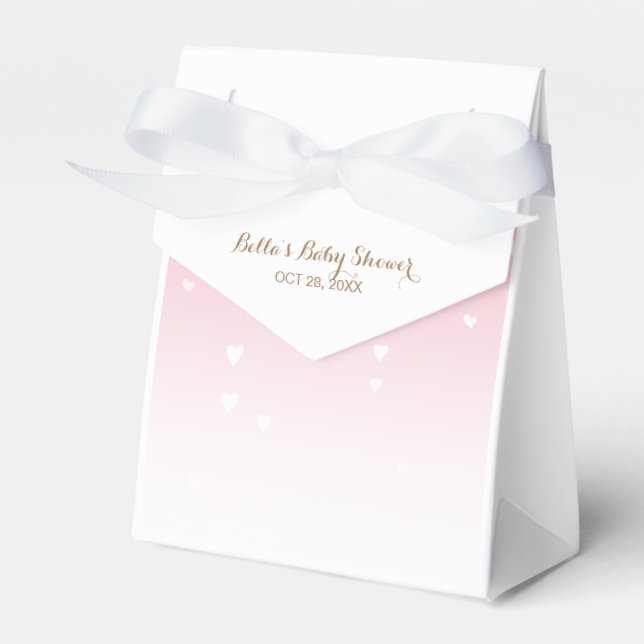 Pink Heart Baby Shower Favour Box (Front Side)
