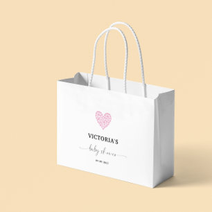 Pink Heart Baby Shower Party Large Gift Bag