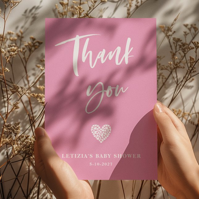 Pink Heart Baby Shower Thank You Card (Creator Uploaded)
