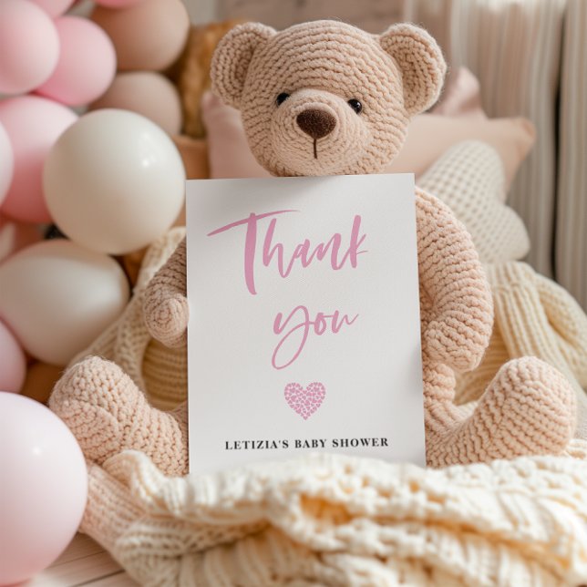 Pink Heart Baby Shower Thank You Card (Creator Uploaded)