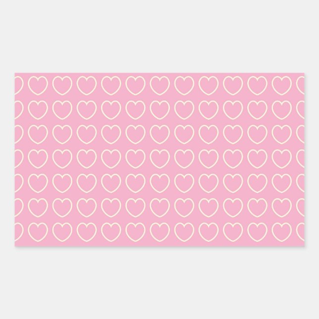 Pink Heart Background Rectangle Sticker (Front)