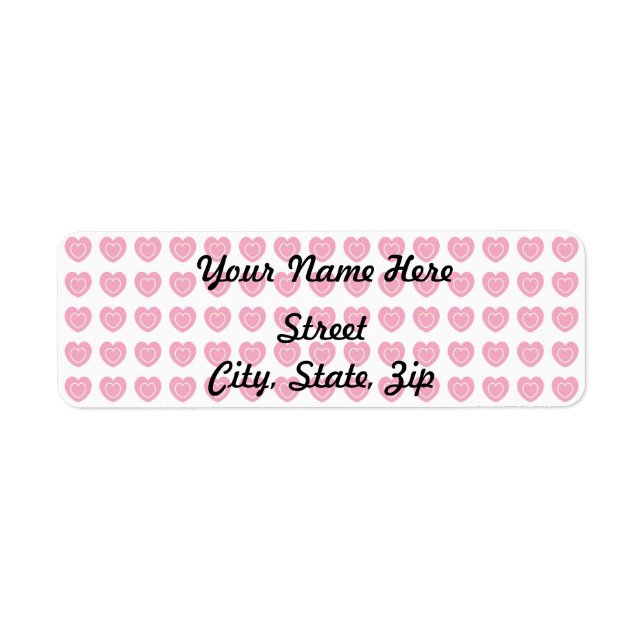Pink Heart Background Return Address Sticker (Front)