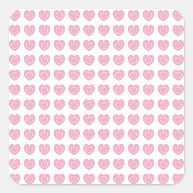 Pink Heart Background Square Sticker (Front)