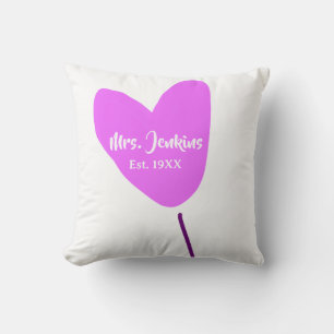Pink heart balloon Mrs add name est. Add year love Cushion