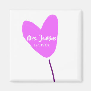 Pink heart balloon Mrs add name est. Add year love Magnet