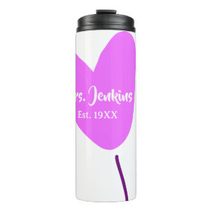 Pink heart balloon Mrs add name est. Add year love Thermal Tumbler