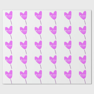 Pink heart balloon Mrs add name est. Add year love Wrapping Paper