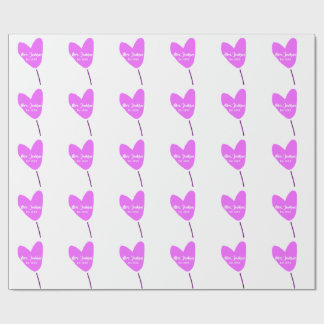 Pink heart balloon Mrs add name est. Add year love Wrapping Paper
