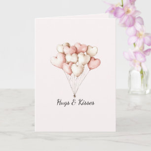 Pink Heart Balloons Valentine's Day Card