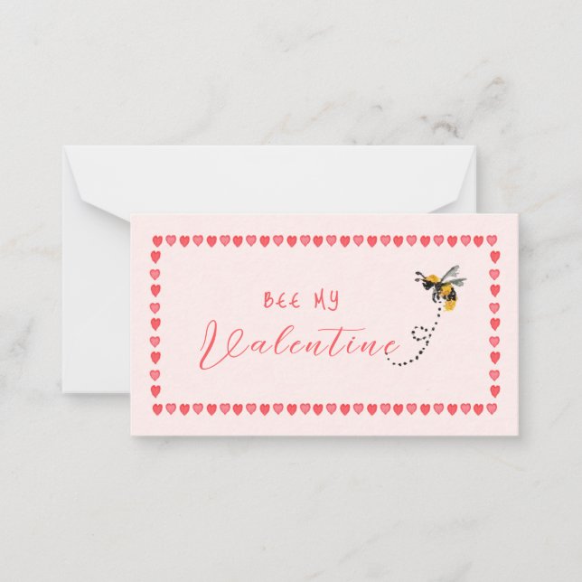 Pink heart Bee My Mini Valentine  Card (Front)