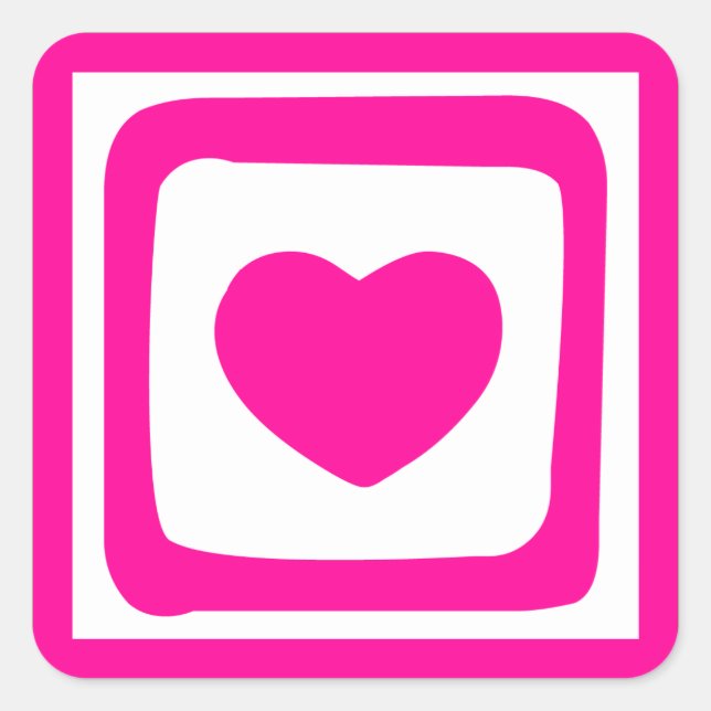 Pink Heart Big Love Sticker (Front)