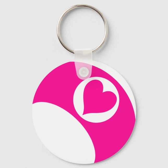 PINK HEART BILLIARDS BALL KEY RING (Front)