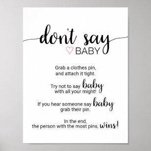 Pink Heart Black Calligraphy Don't Say Baby Sign