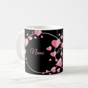 Pink Heart Black Geometric Wedding Party Elegant Coffee Mug