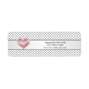 Pink heart black polka dot Label