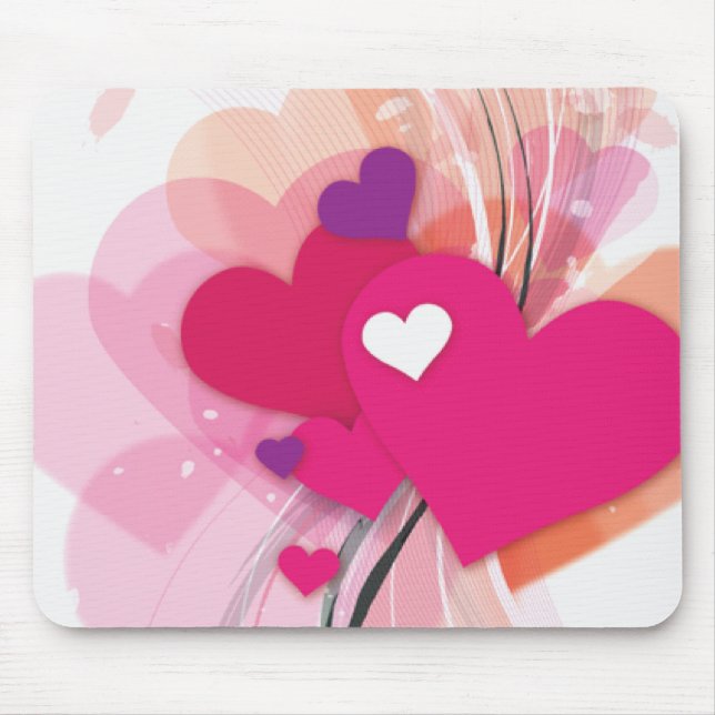 Pink Heart Boquet Mouse Mat (Front)