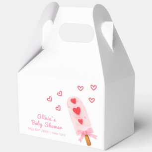 Pink Heart Bow Ice Cream Ready To Pop Baby Shower Favour Box