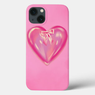 pink heart bow iphone 13 case. case