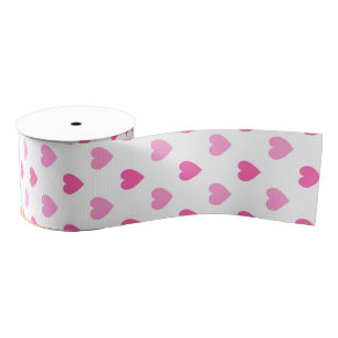 Pink Heart Breast Cancer Awareness Pattern Grosgrain Ribbon