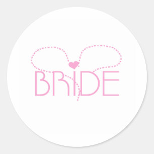 Pink Heart Bride Classic Round Sticker