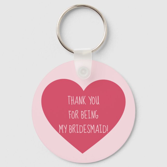 Pink Heart Bridesmaid thank you Key Ring (Front)