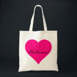 Pink Heart Bridesmaid Tote Bag<br><div class="desc">This personalised name monogram cute vintage tote bag is best gift idea for bride and bridesmaids at weddings.</div>