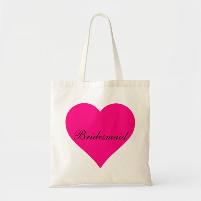 Pink Heart Bridesmaid Tote Bag (Front)
